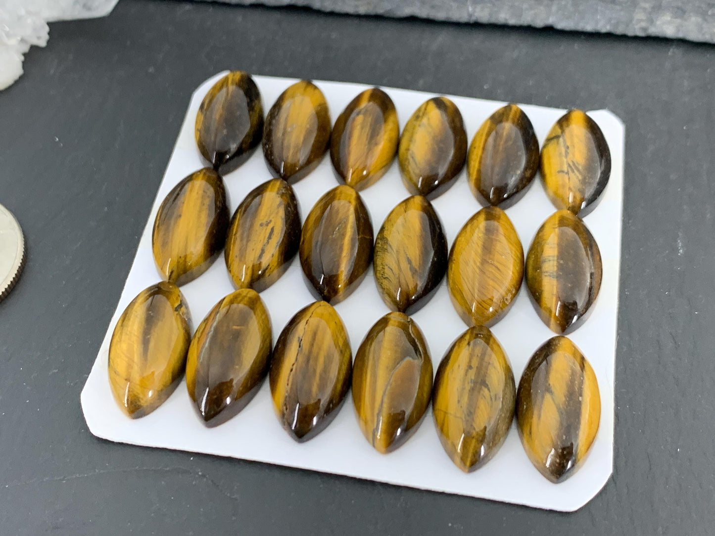 Tiger Eye marquise 10x20mm cabochon