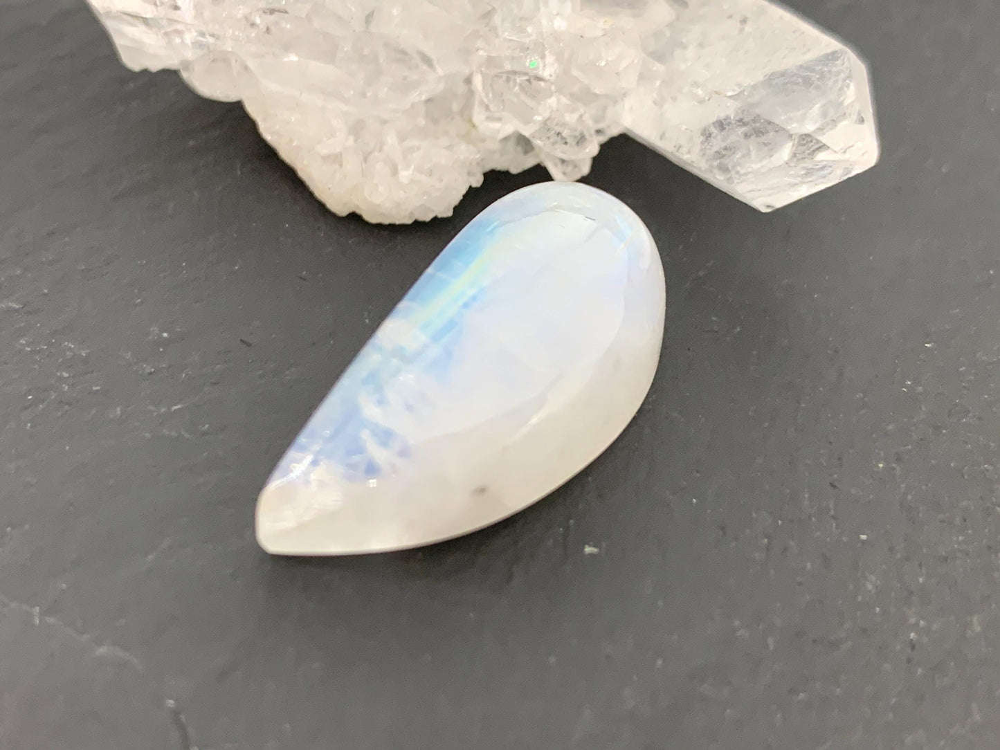 Rainbow Moonstone 25x12x8mm cabochon