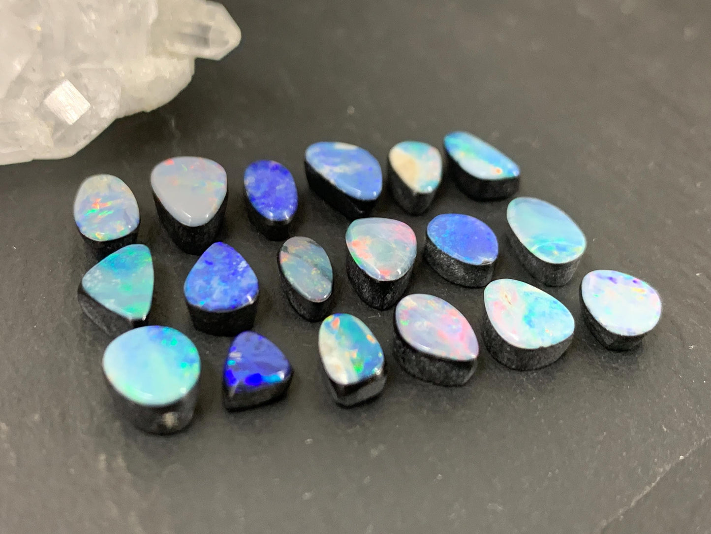 Australian Opal Doublet 6-8.5mm long cabochon - Select your piece