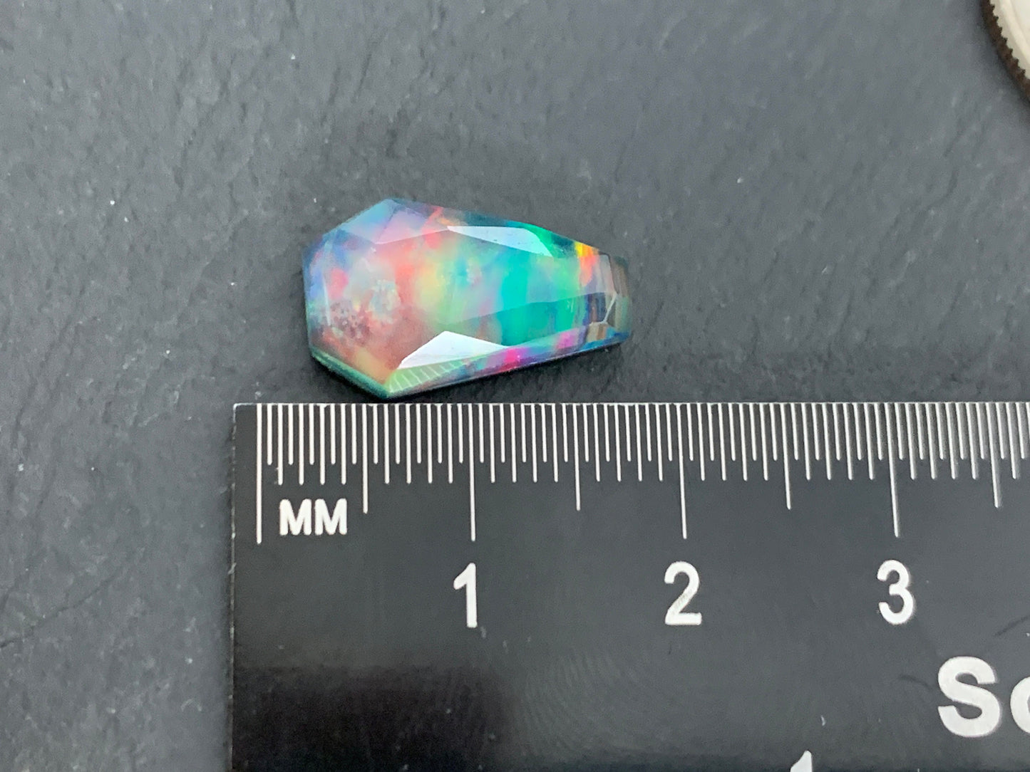 Faceted Aurora Opal coffin 10x16mm cabochon - Doublet cabochon