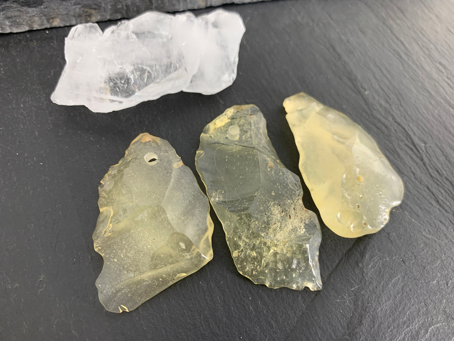 Drilled Libyan Desert Glass 41-54mm long