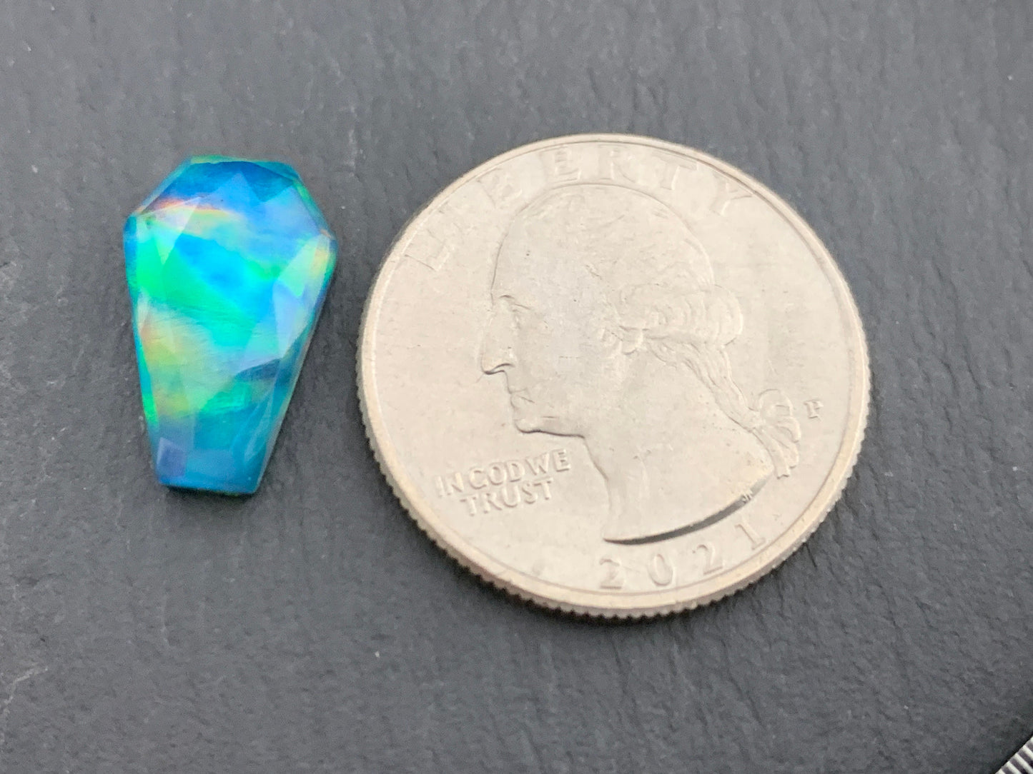 Faceted Aurora Opal coffin 10x16mm cabochon - Doublet cabochons