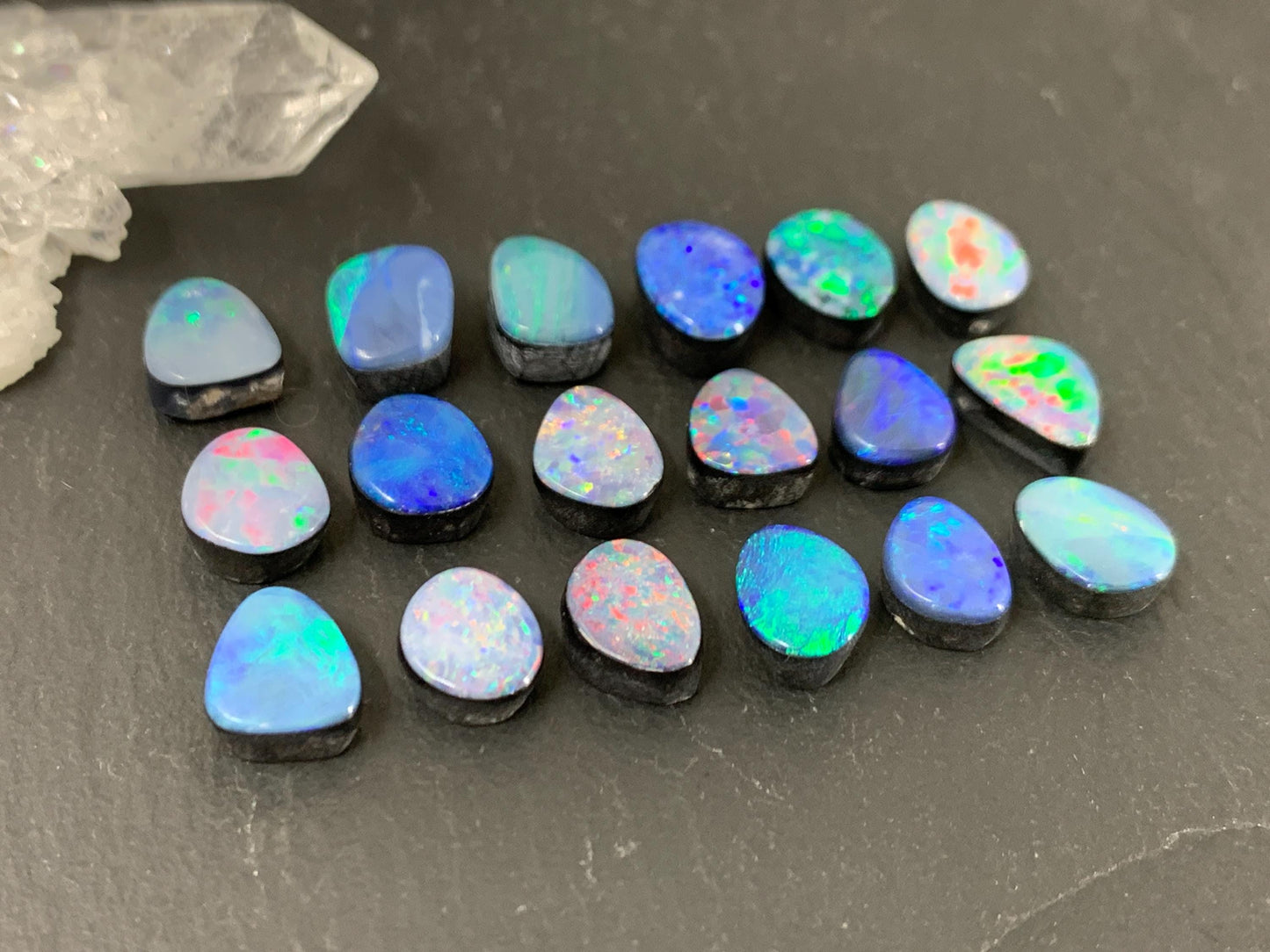 Australian Opal doublet 7-9mm long cabochon