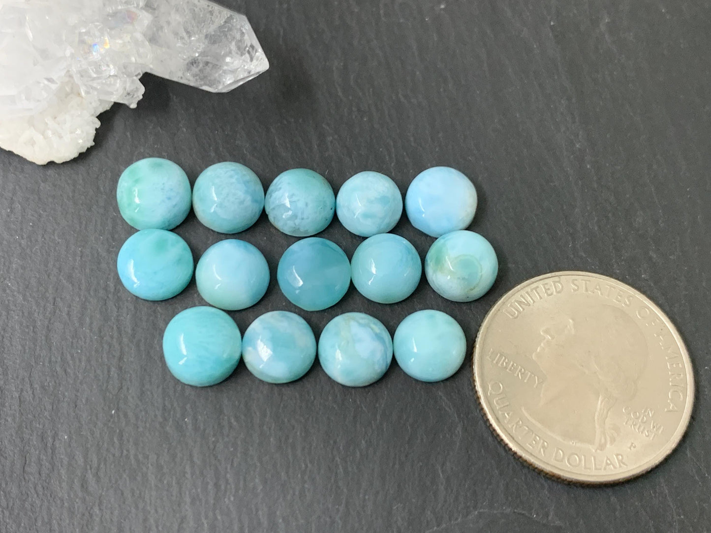 Larimar round 8mm cabochon