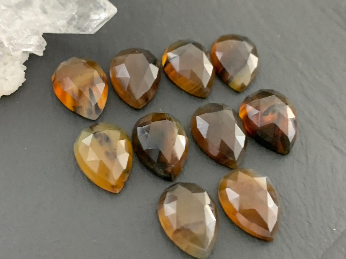 Faceted Montana Agate pear 10x14mm cabochon