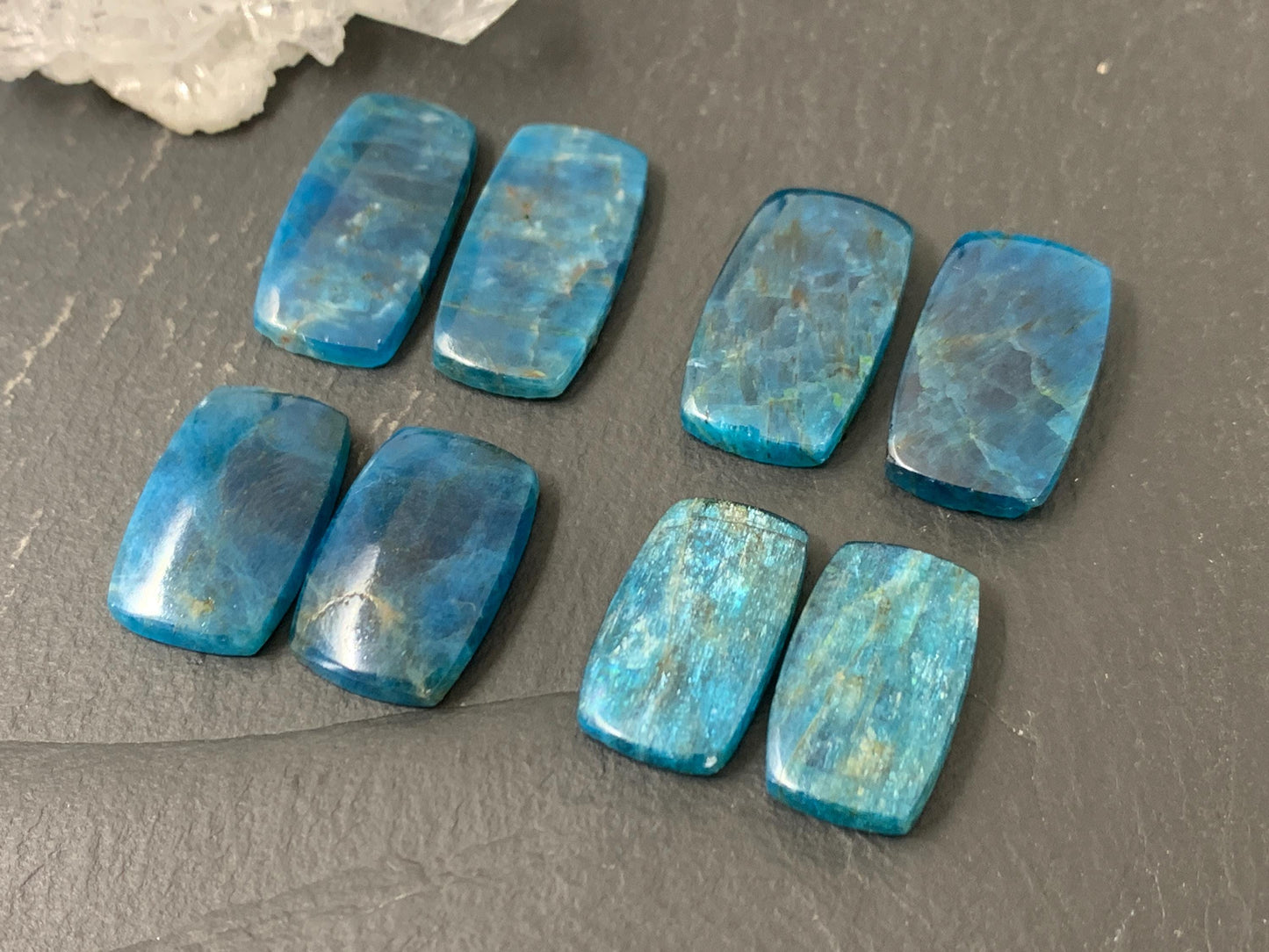 Apatite rectangle 19-23mm long cabochon - Buy by pair