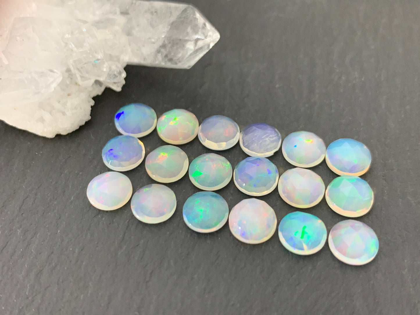 Faceted Ethiopian Opal round 6mm cabochon