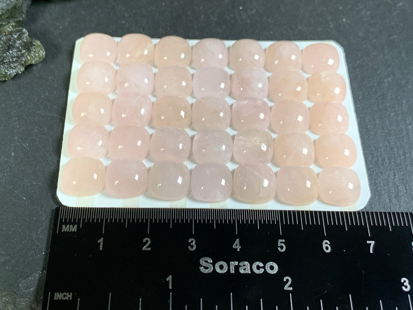 Morganite square cushion 10mm cabochon - Calibrated cabochons
