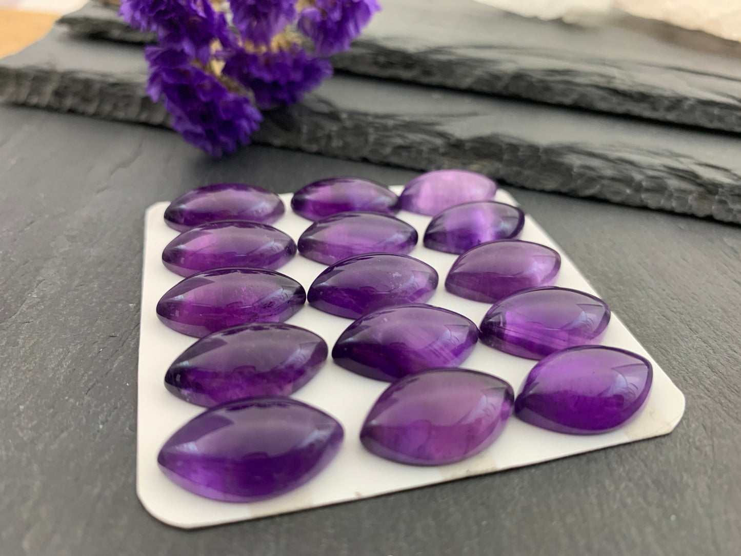 Amethyst marquise 12x20mm cabochon - Calibrated cabochons