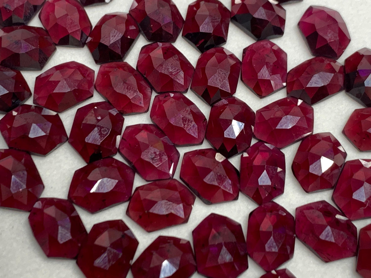 Faceted Rhodolite Garnet long hexagon 8x12mm cabochon