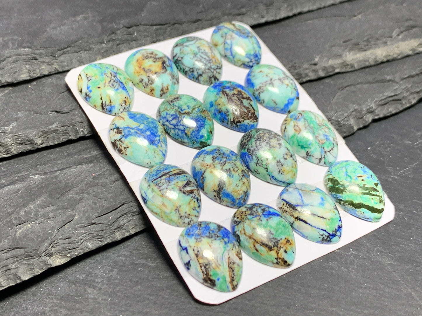 Azurite pear 15x20mm cabochon - Calibrated cabochons