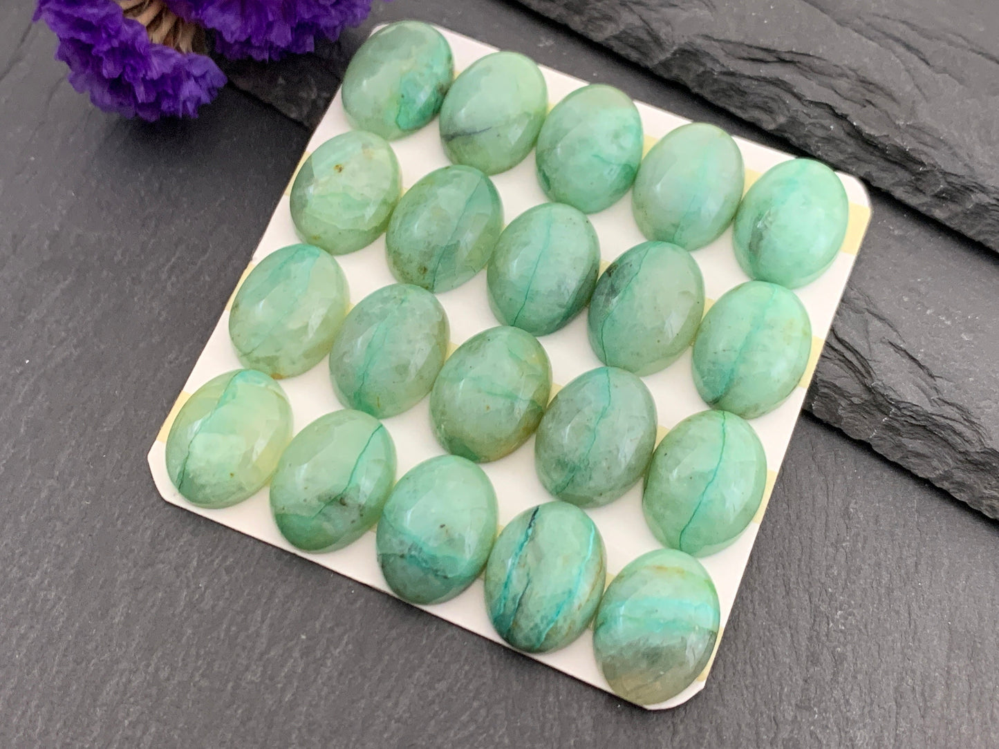Chrysocolla Quartz oval 12x16mm cabochon - Calibrated cabochons