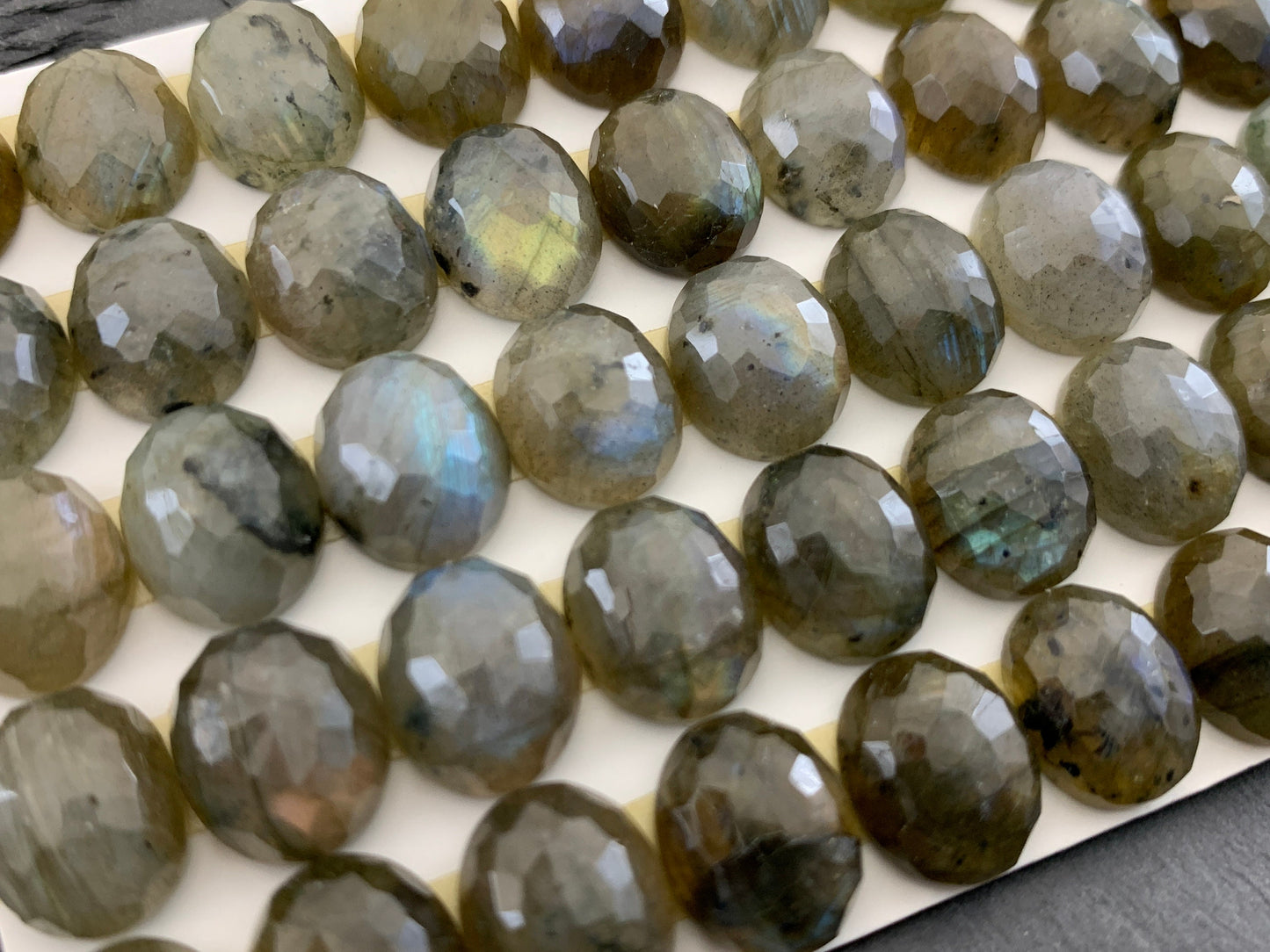 Faceted Labradorite oval 10x12mm Cabochon - Calibrated Cabochons