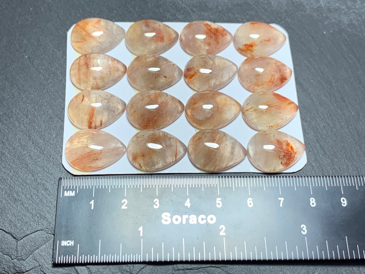 Blood Quartz pear 15x20mm cabochon - Calibrated cabochons