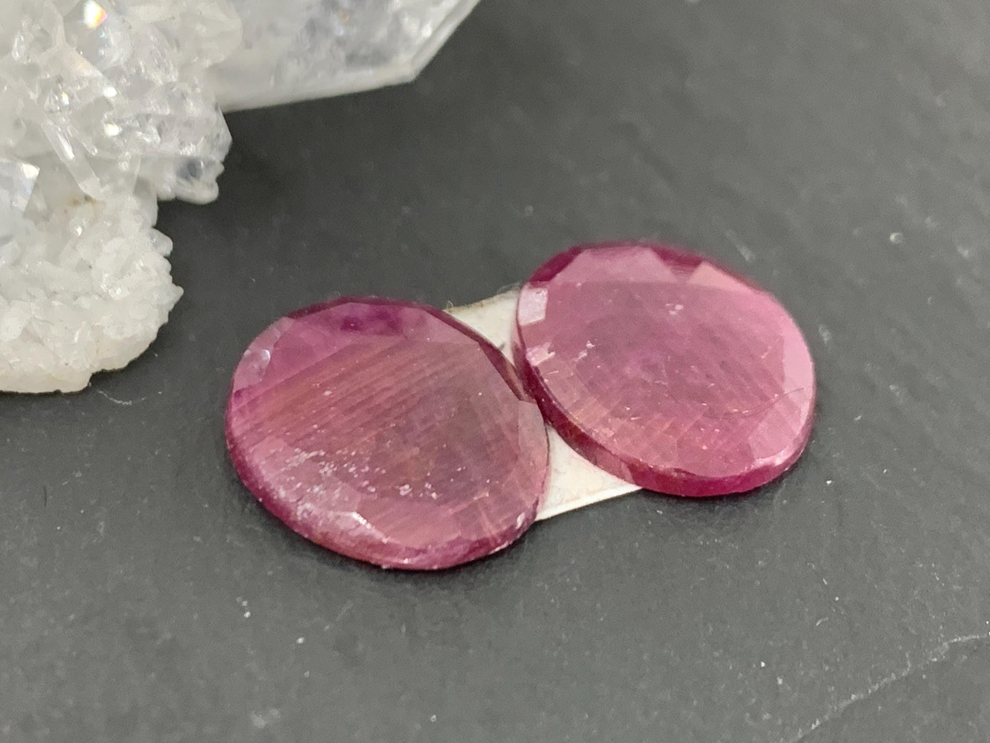 Faceted Ruby pair 12x15x3mm cabochon