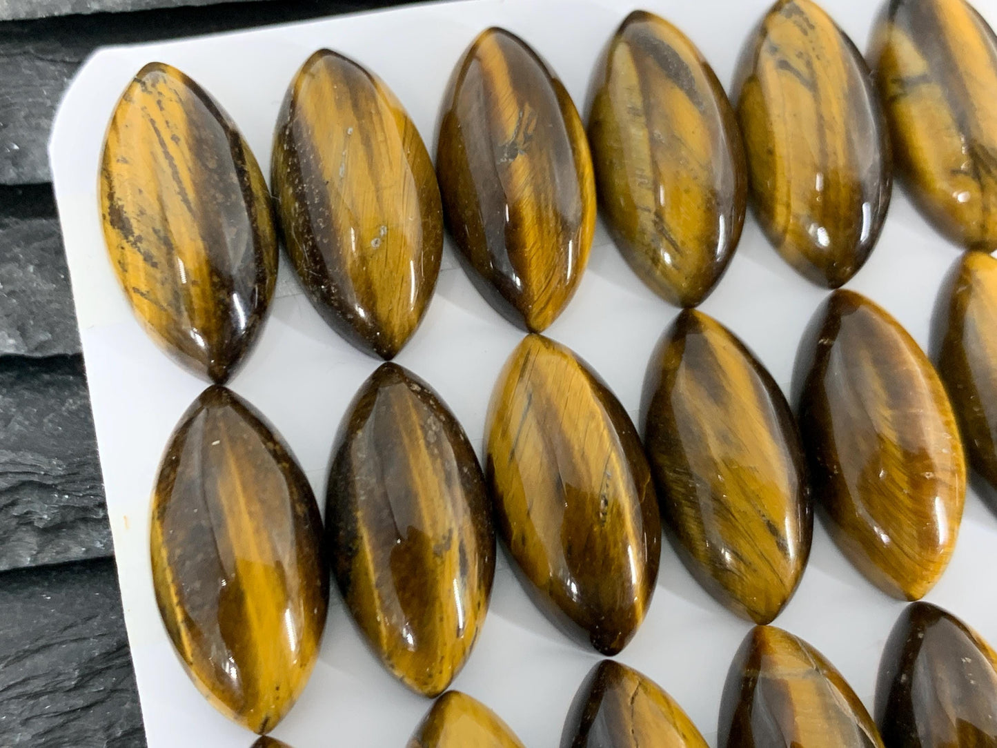 Tiger Eye marquise 10x20mm cabochon