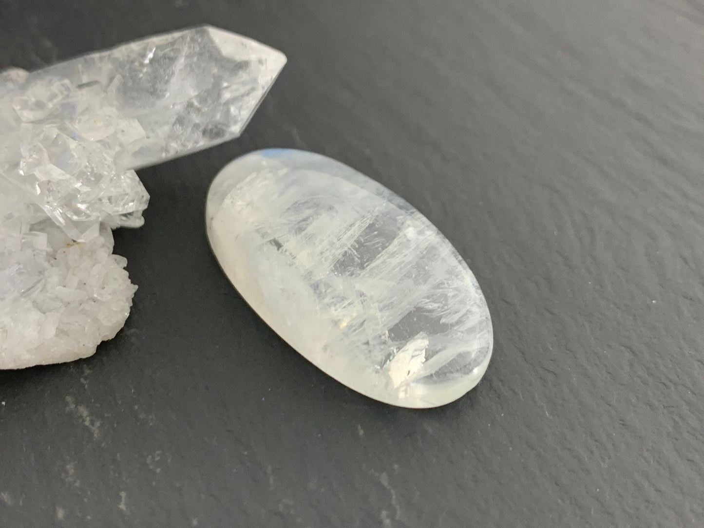 Rainbow Moonstone 27x15x6mm cabochon