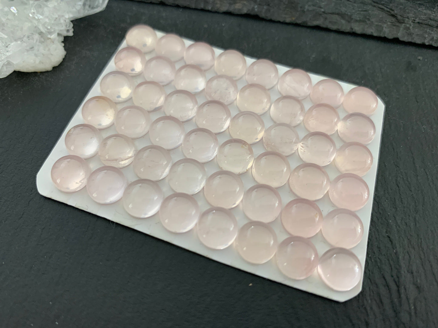 Rose Quartz round 8mm cabochon - Calibrated cabochons