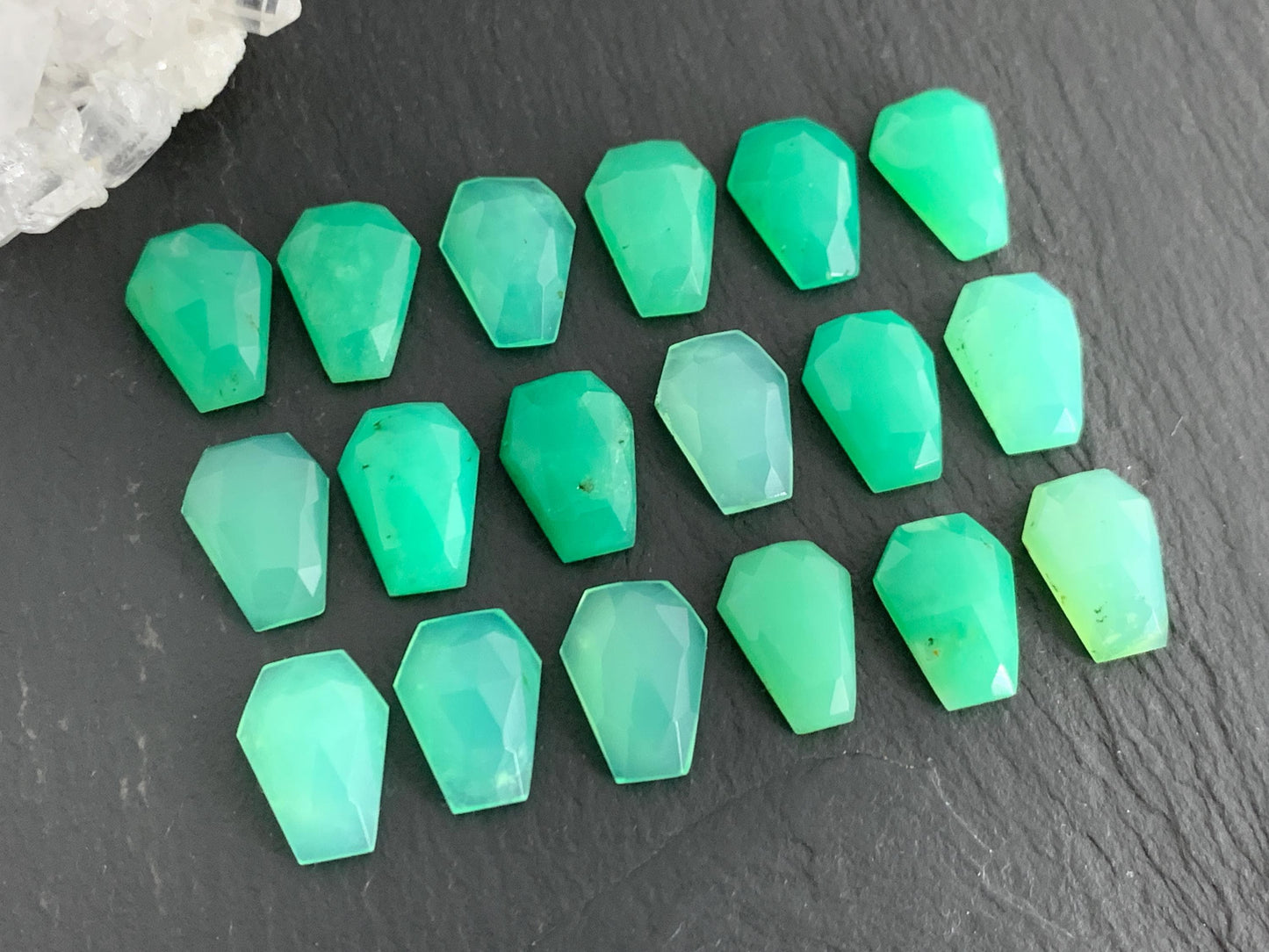 Faceted Chrysoprase Coffin 9x12mm cabochon - Select your cabochon