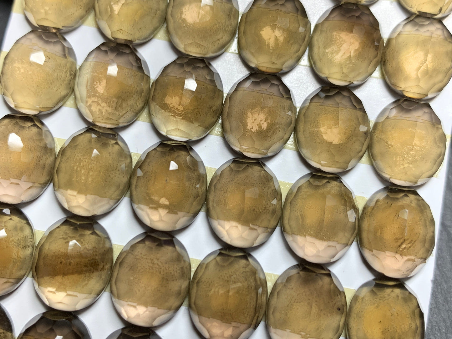 Faceted Smokey Quartz oval 10x12mm cabochon - Calibrated cabochons