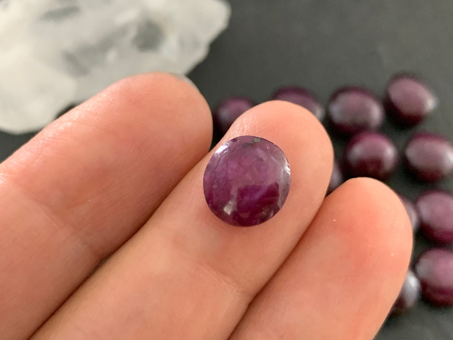 Ruby 10mm long cabochon