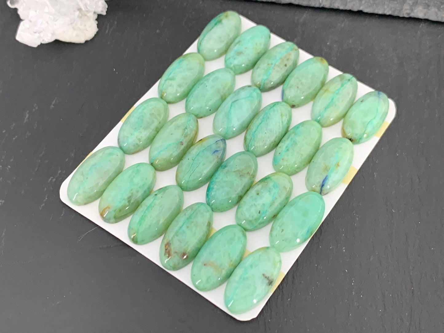 Chrysocolla Quartz oval 10x20mm cabochon - Calibrated cabochons