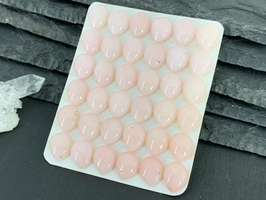 Pink Opal pear 10x12mm cabochon - Calibrated cabochons/ Light pink