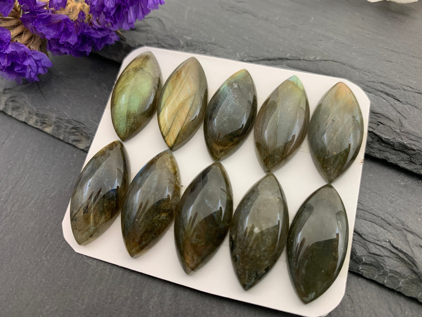 Labradorite marquise 12x25mm cabochon - Calibrated cabochons