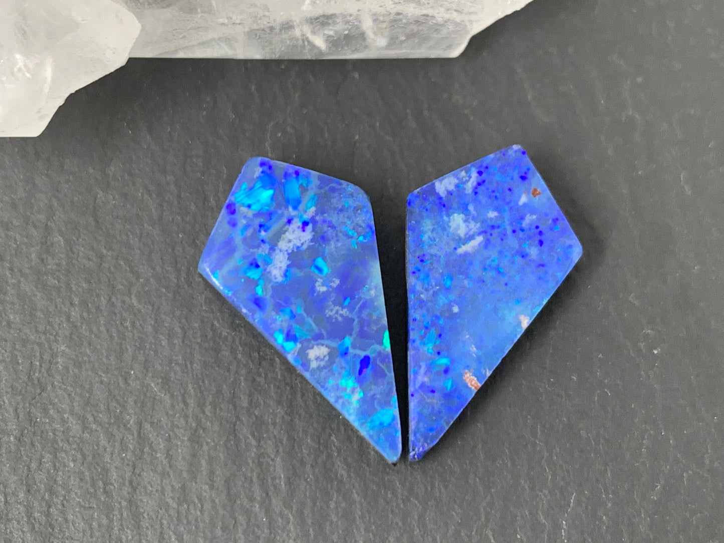 Australian Opal doublet 10x20x3mm pair of cabochons - kite