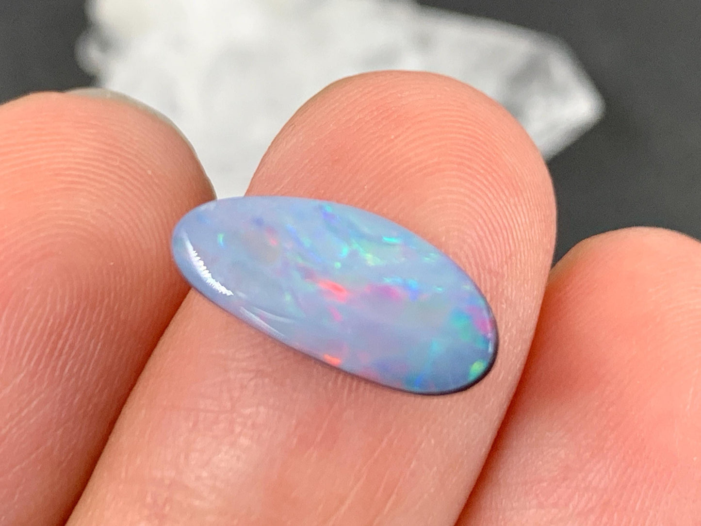 Australian Opal Doublet 6x14x4mm Cabochon - Natural Colorful Free Form Gemstone