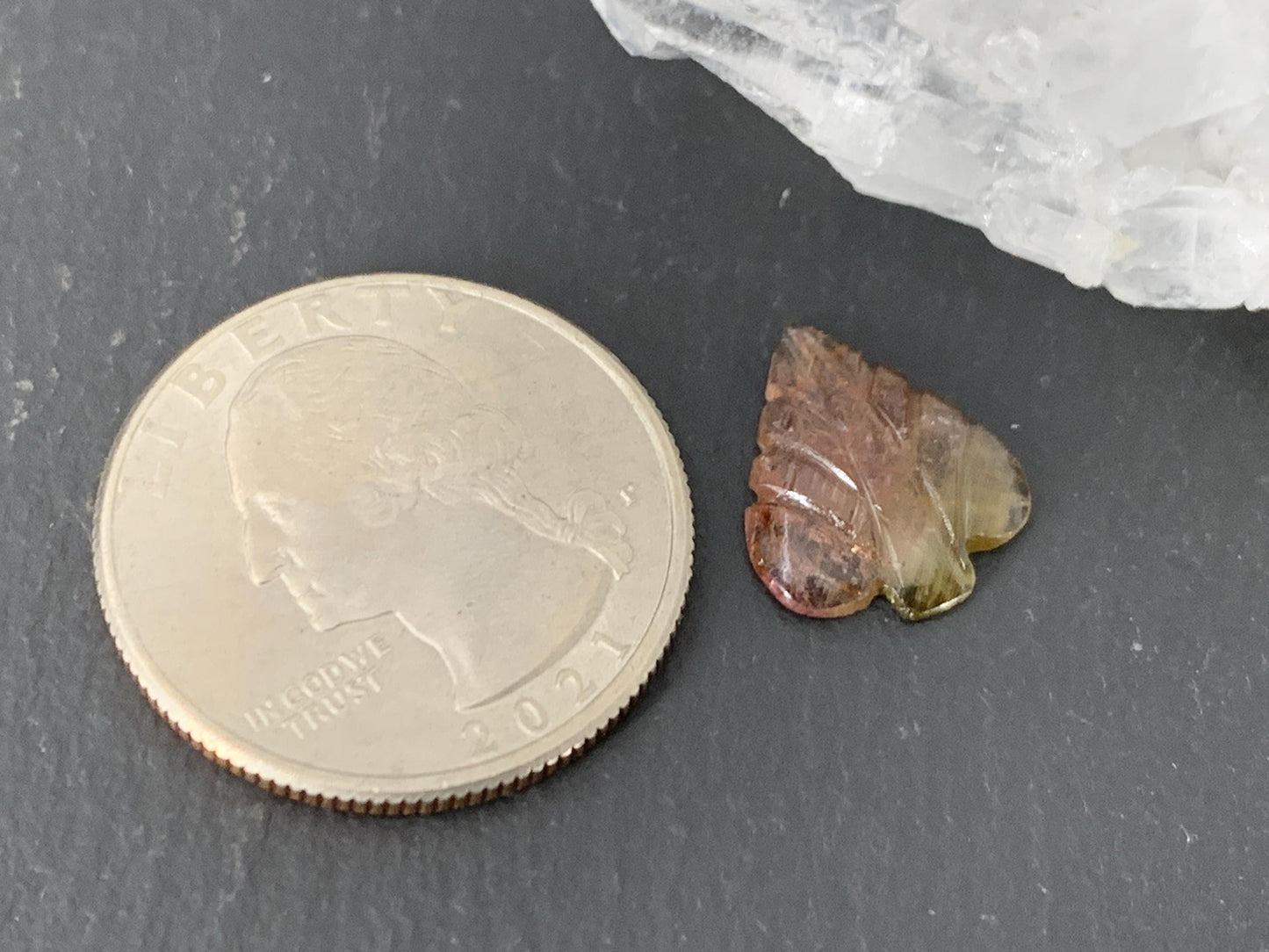 Carved Tourmaline 12x14x2mm cabochon