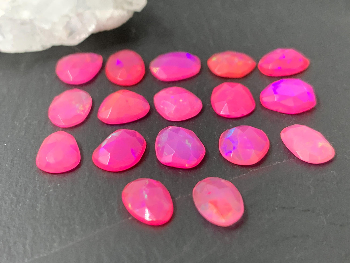 Faceted Pink Ethiopian Opal 9-10mm cabochon