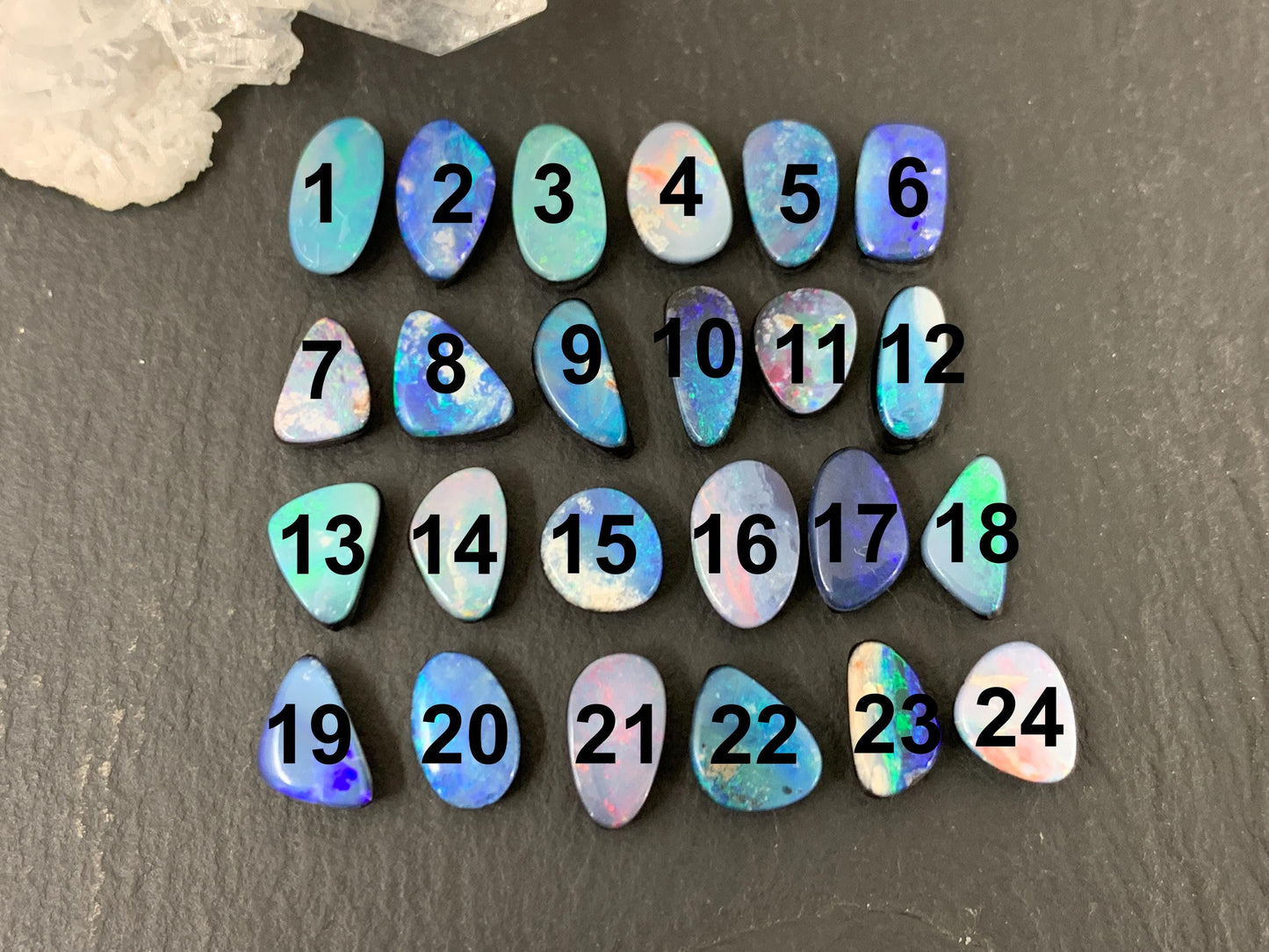 Australian Opal doublet 7-10mm long cabochon