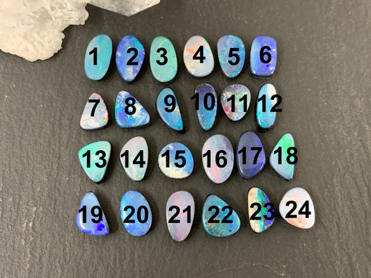 Australian Opal doublet 7-10mm long cabochon