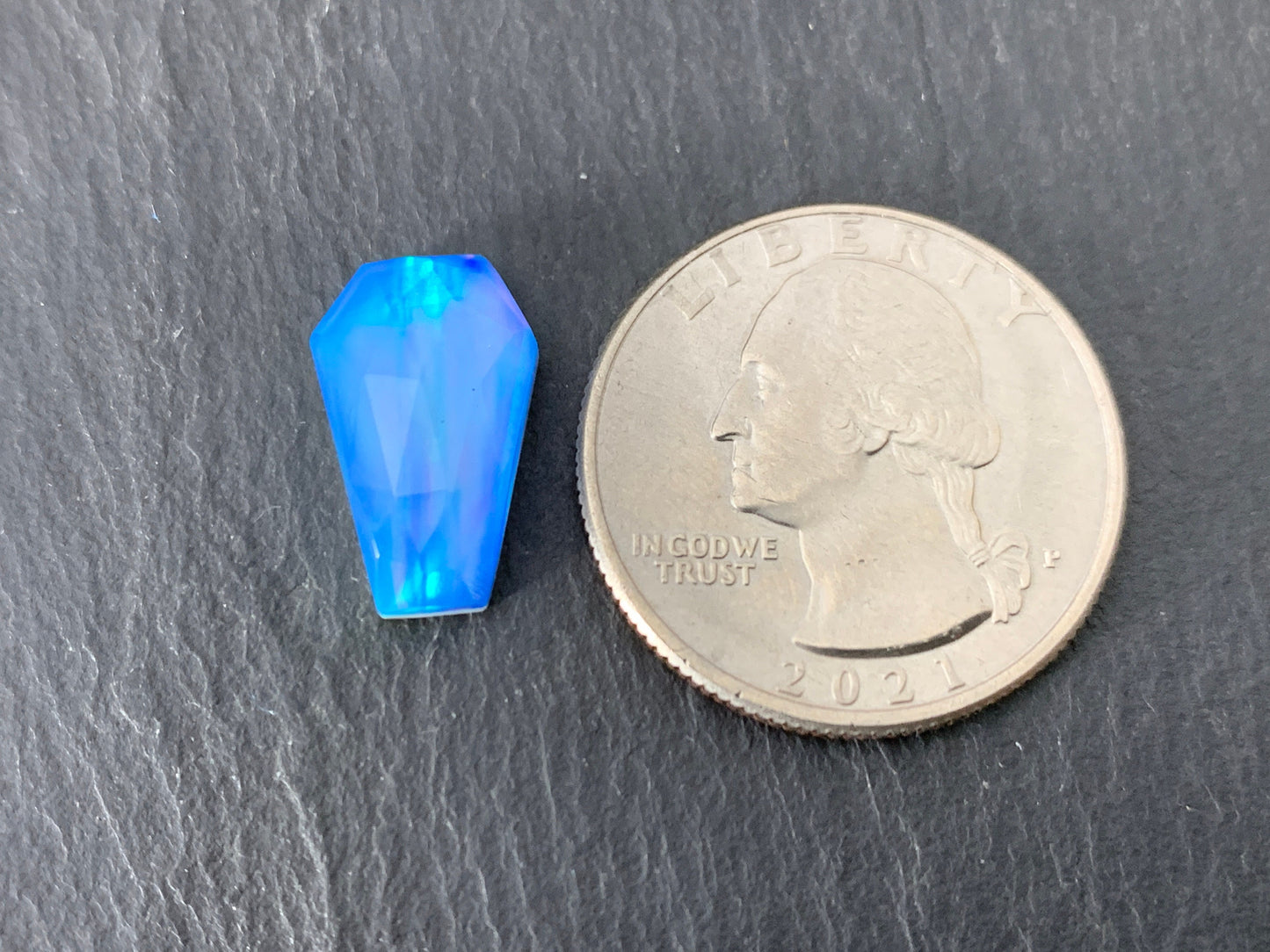 Faceted Aurora Opal coffin 10x16mm cabochon - Doublet cabochons