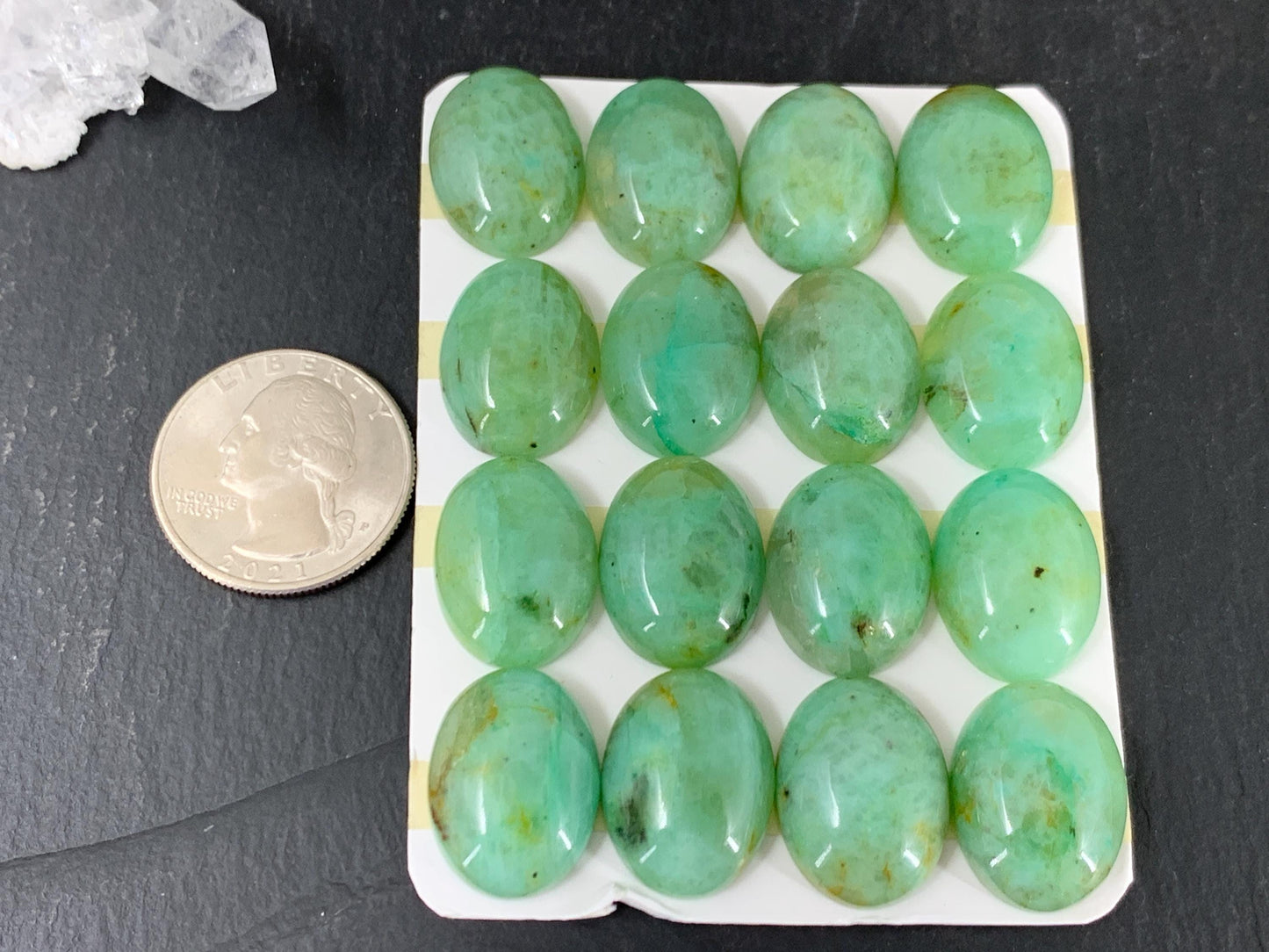 Chrysocolla Quartz oval 15x20mm cabochon - Calibrated cabochons