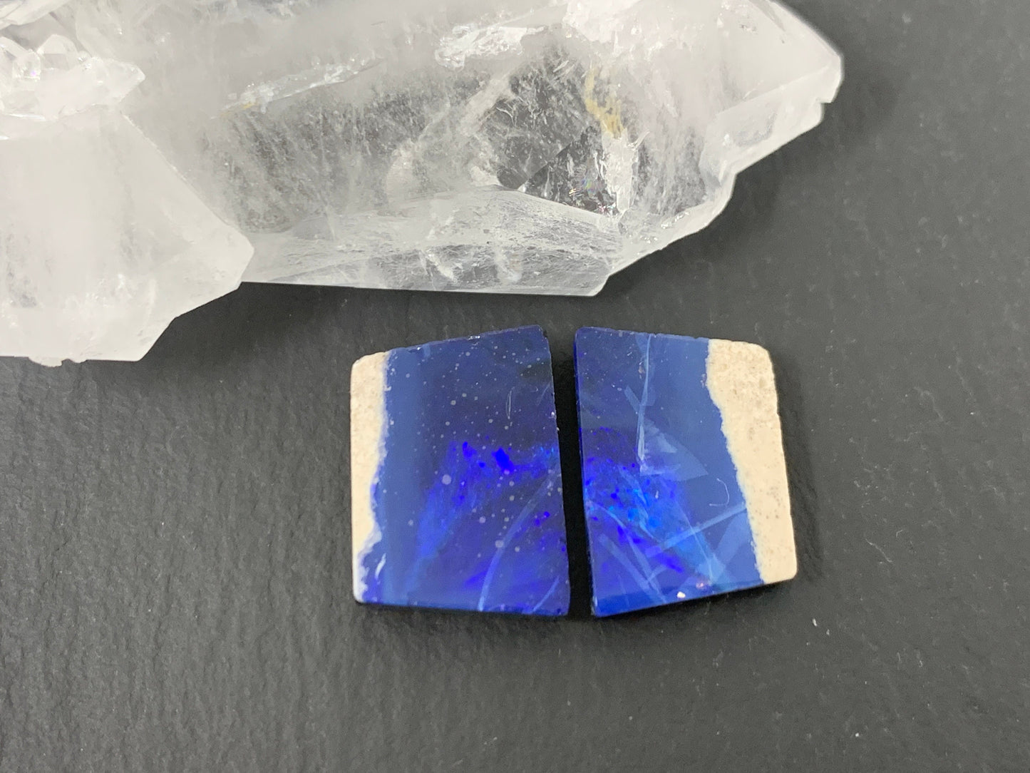 Australian Opal doublet 11x16x3mm pair of cabochons