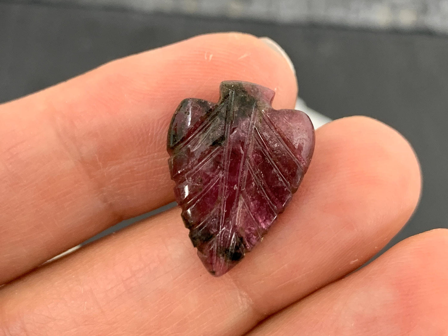 Carved Tourmaline 14x19x4mm cabochon
