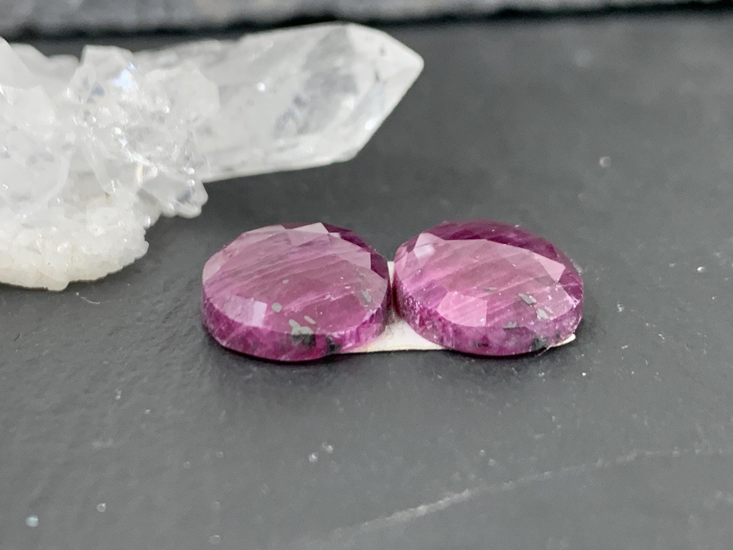 Faceted Ruby pair 10x15x4mm cabochon