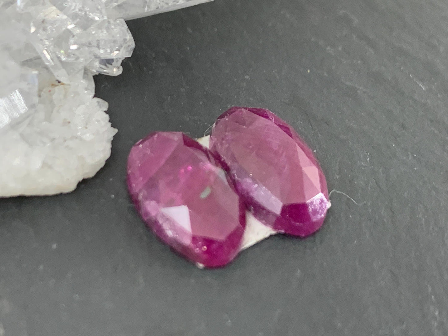 Faceted Ruby pair 7x12x3.5mm cabochon