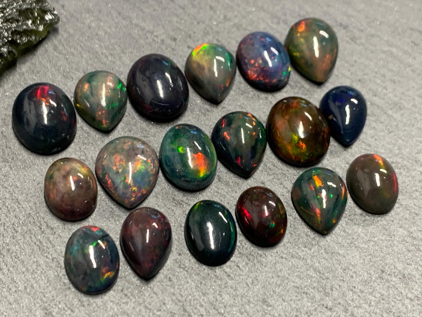 Black Ethiopian Opal 9-11mm long cabochon