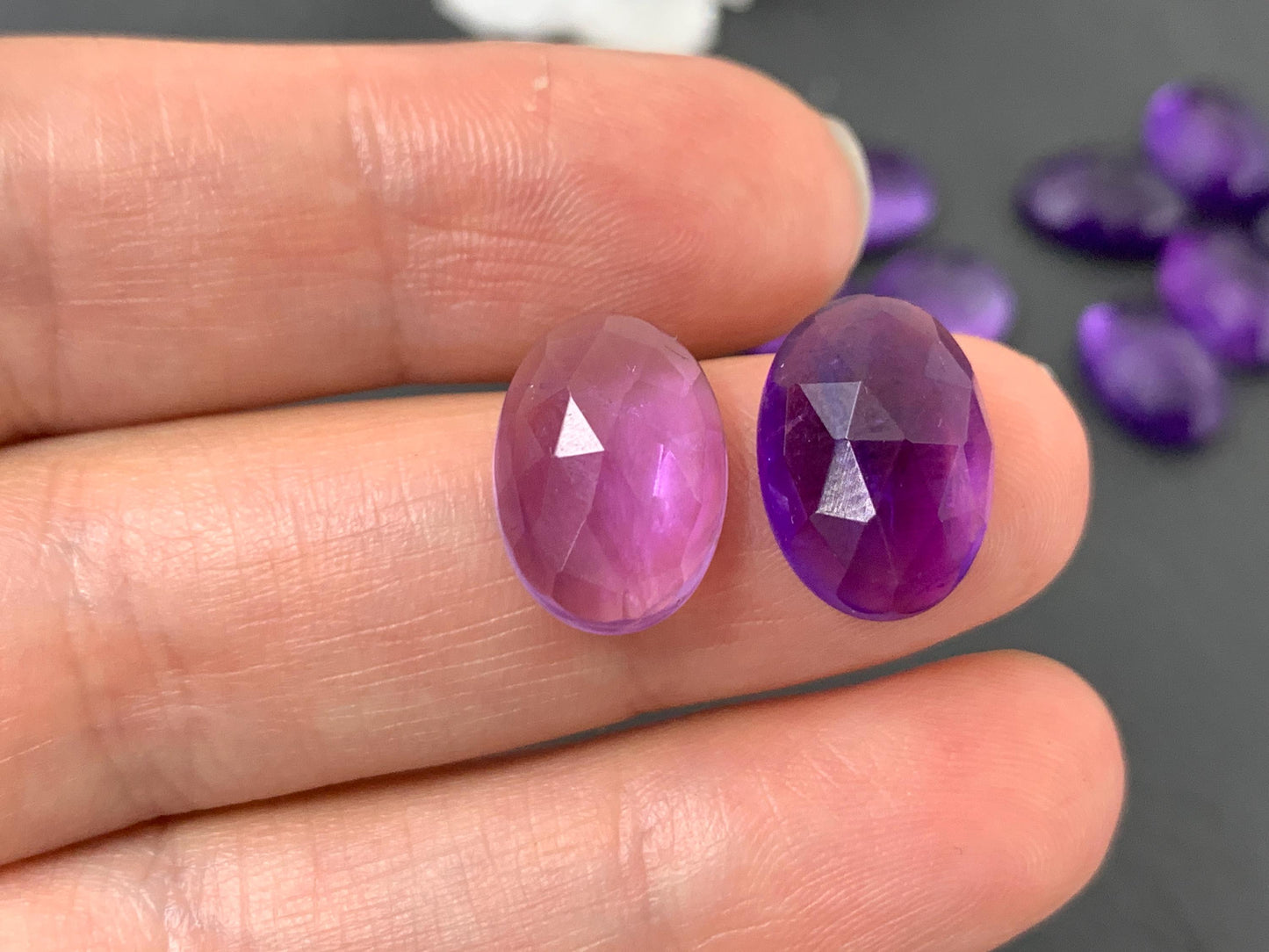 Faceted Amethyst Oval 10x14mm Cabochon