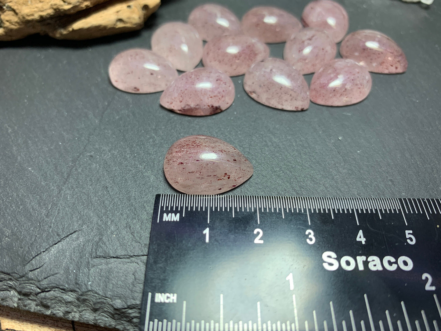 Red Sunstone pear 15x20mm Cabochon - Calibrated cabochons