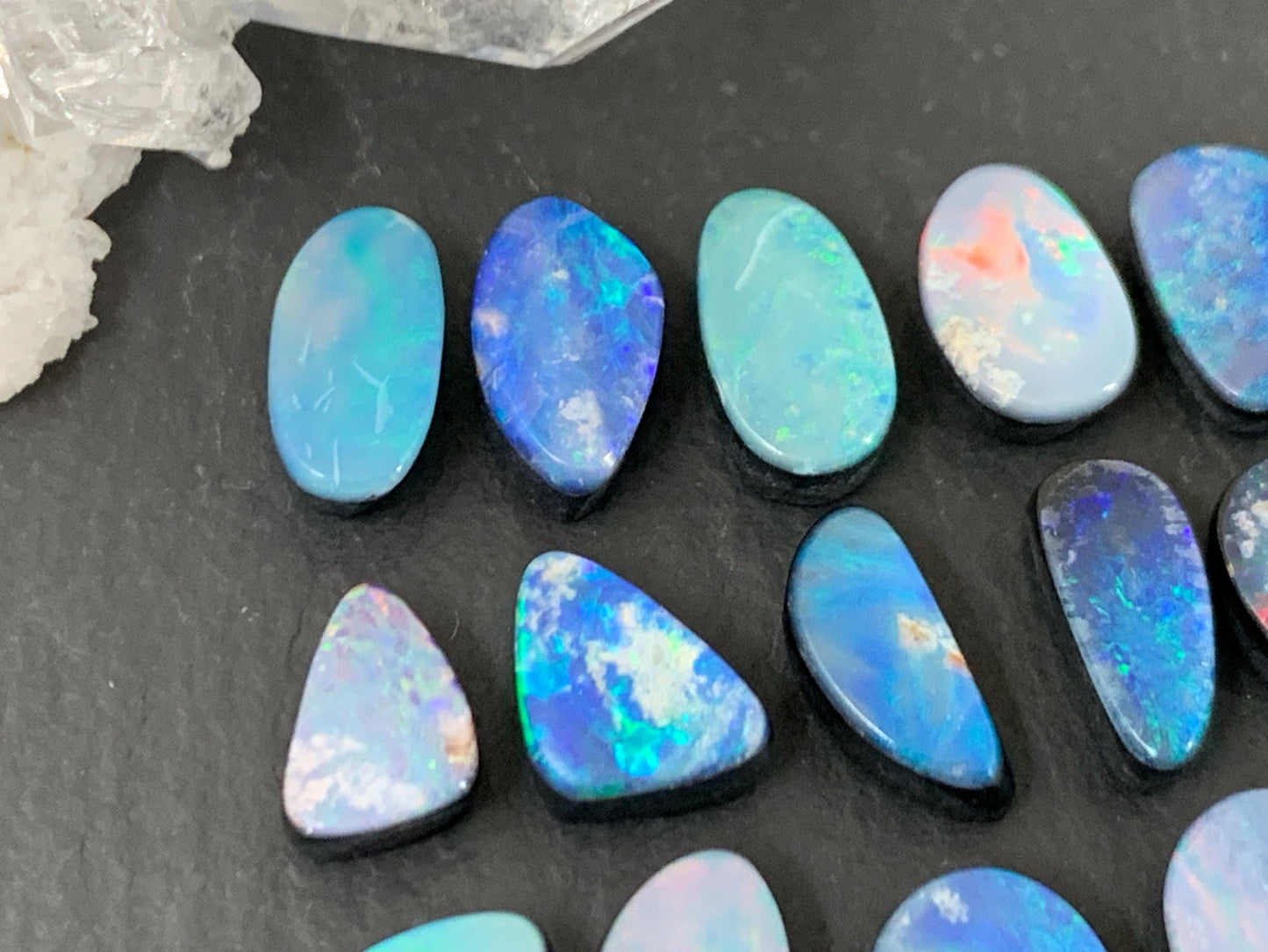 Australian Opal doublet 7-10mm long cabochon