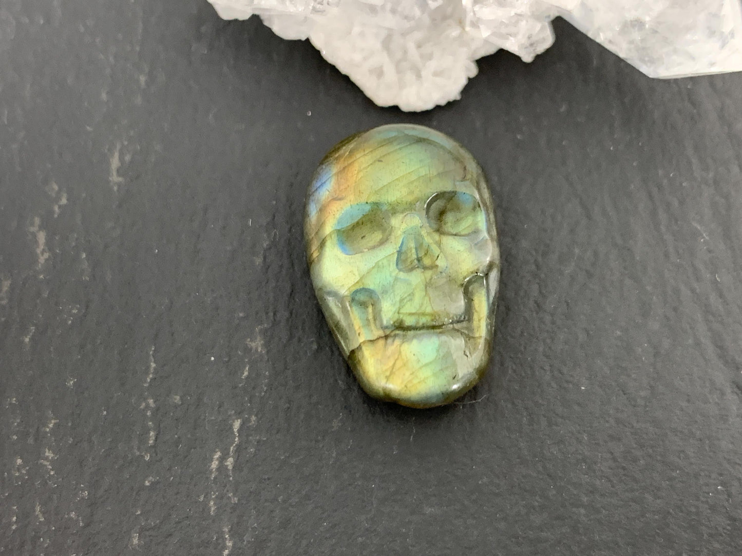 Labradorite Skull Cabochon 15x21mm, Labradorite Skull, Natural Gemstone, Halloween Jewelry, Handcrafted Accessory