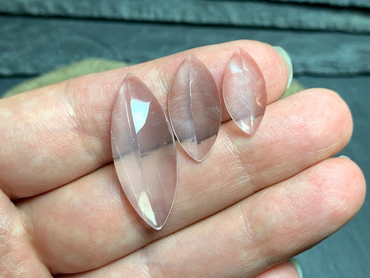 Faceted Rose Quartz marquise cabochon - Calibrated cabochons
