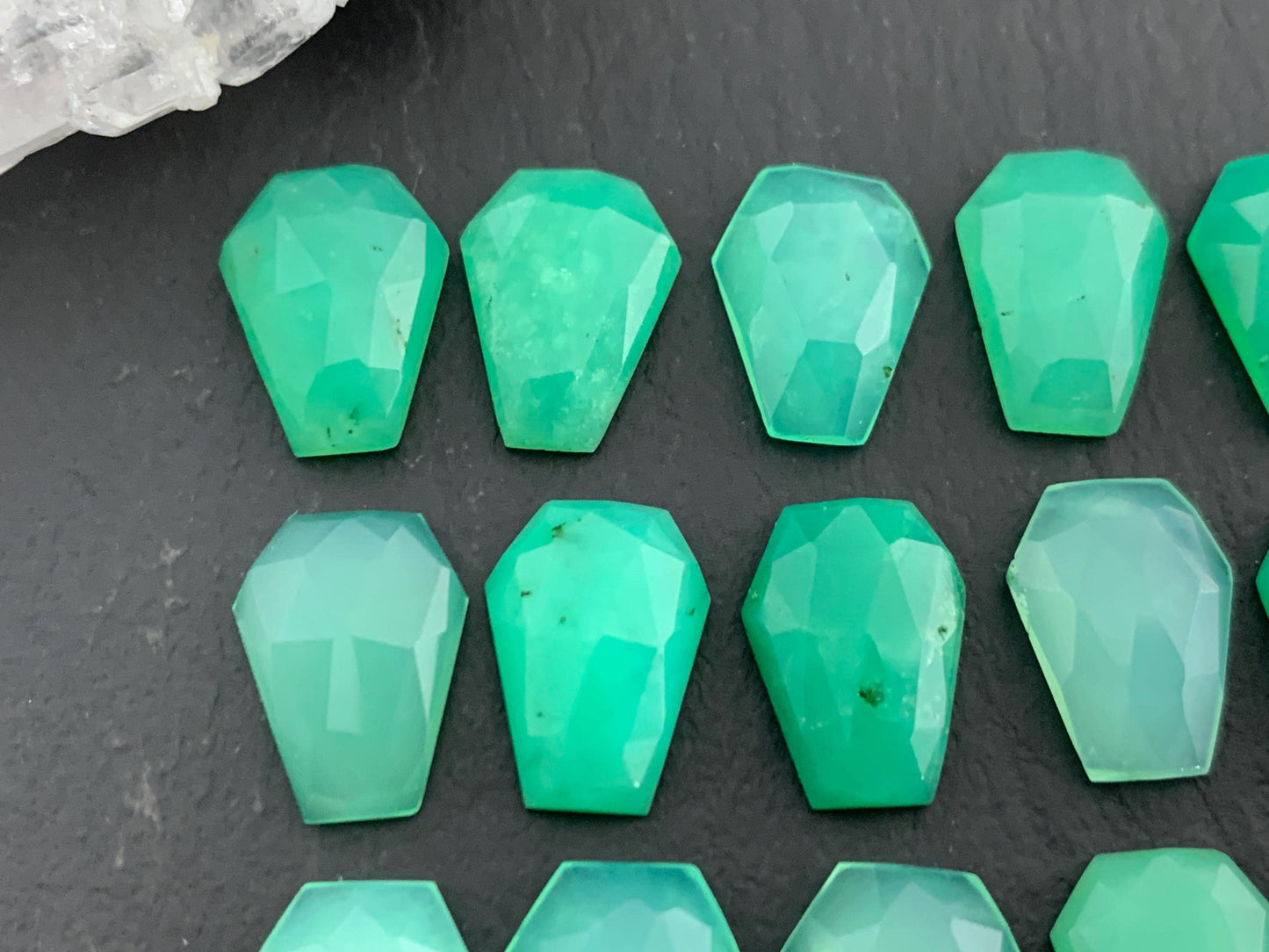 Faceted Chrysoprase Coffin 9x12mm cabochon - Select your cabochon