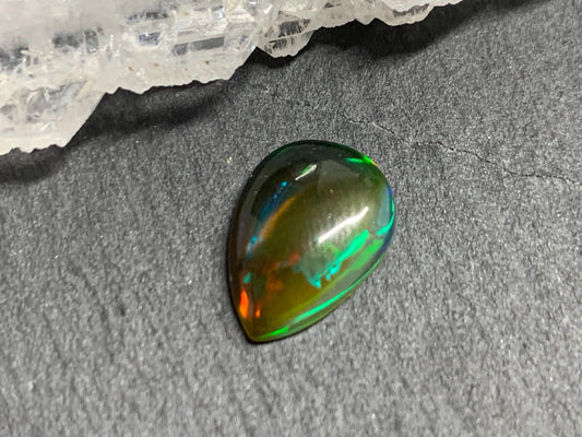Natural Black Ethiopian Opal pear 9x12x3mm cabochon