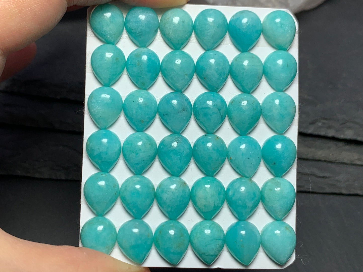 Amazonite pear 10x12mm cabochon - Calibrated cabochons