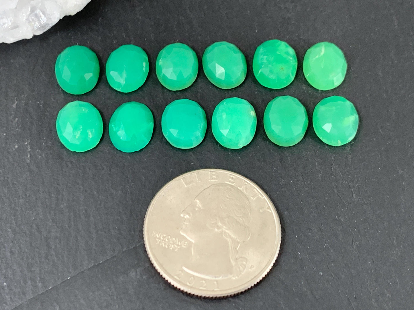 Faceted Chrysoprase Cabochon - 8x10mm Oval Green Gemstone for Jewelry Making Stones